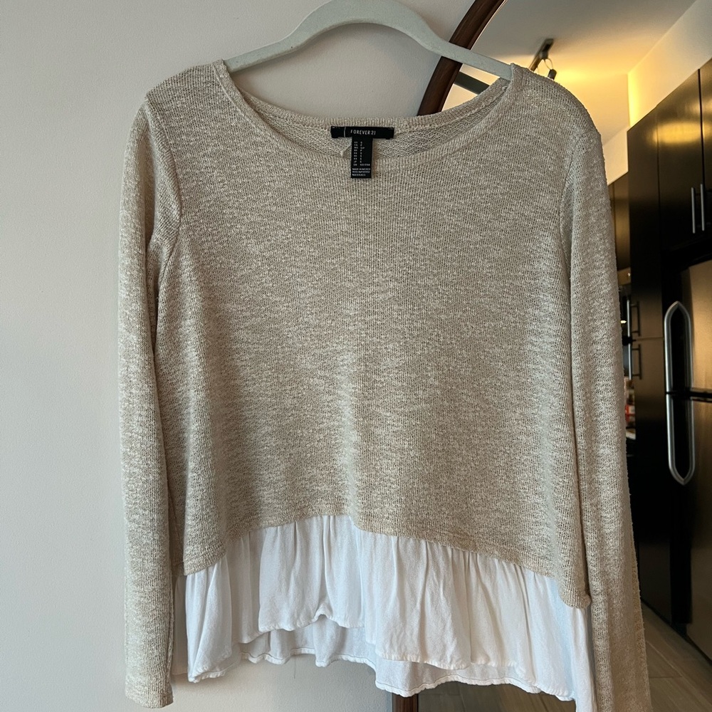 Forever 21 Beige and White Layered Top